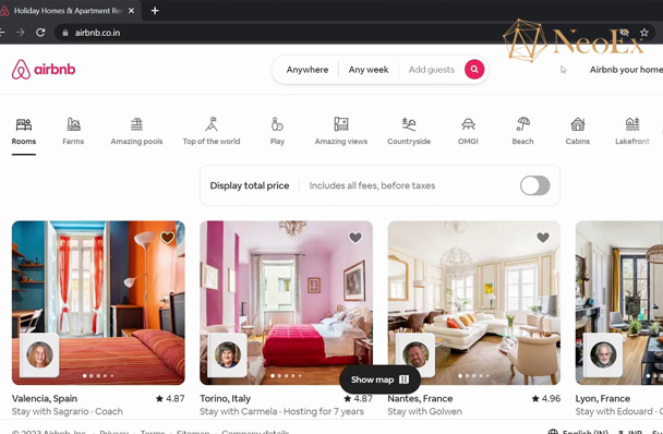 وب سایت پر بیننده و مشهور Airbnb